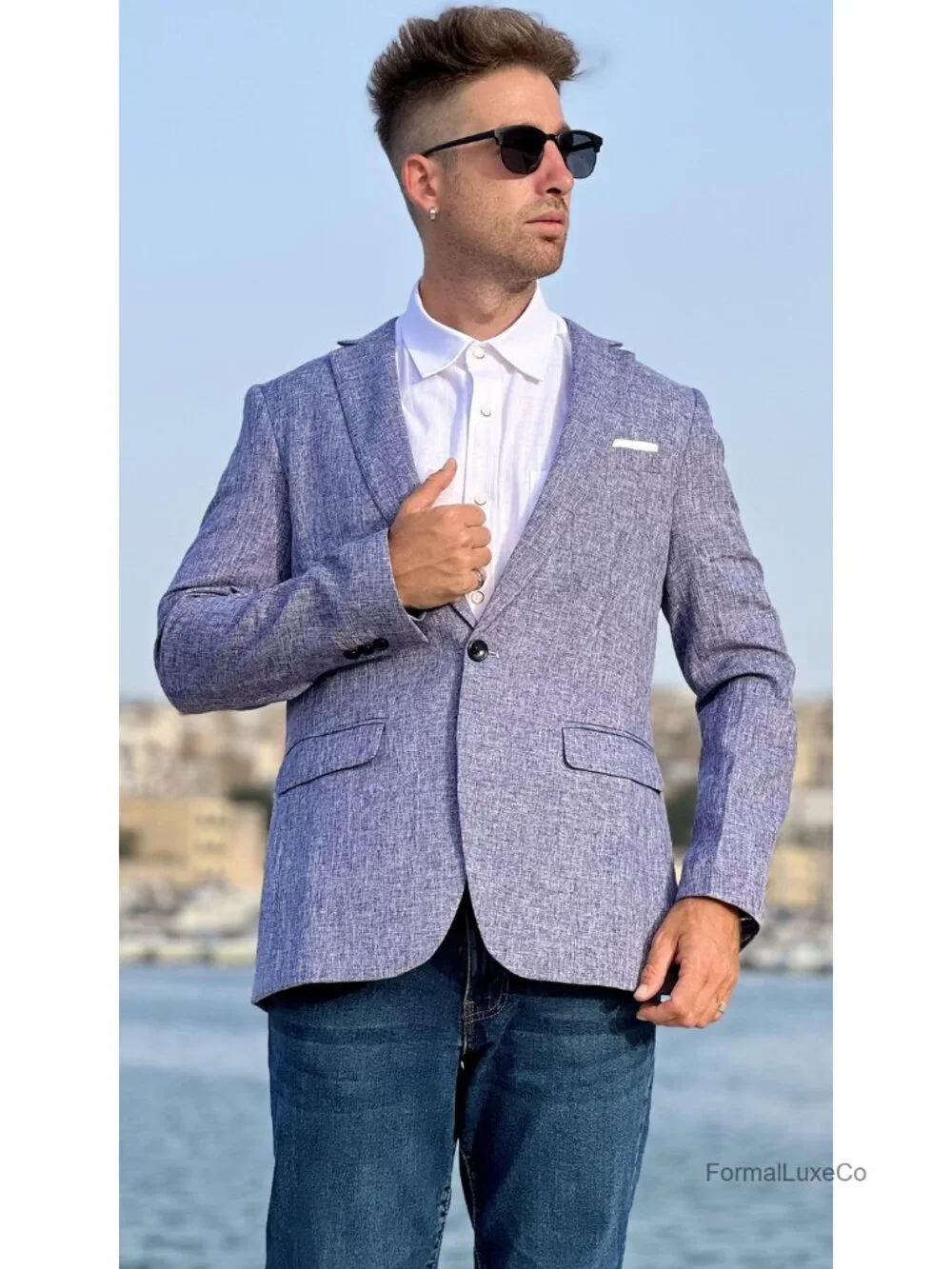 Men's Slim Fit Sport Coat Blazer One Button Notched Lapel Lightweight